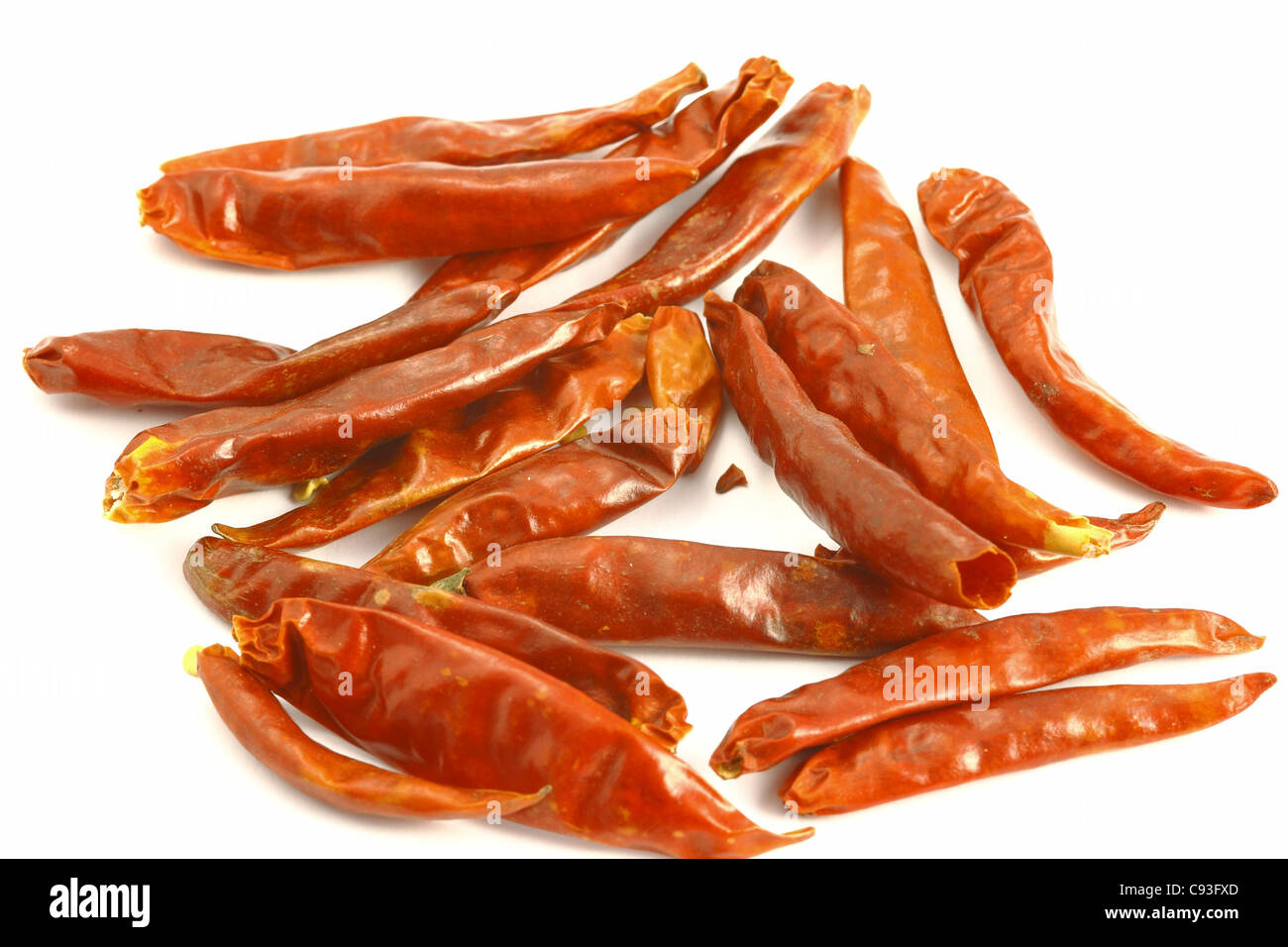 Spice Chili auf dem weißen Hintergrund Stockfoto
