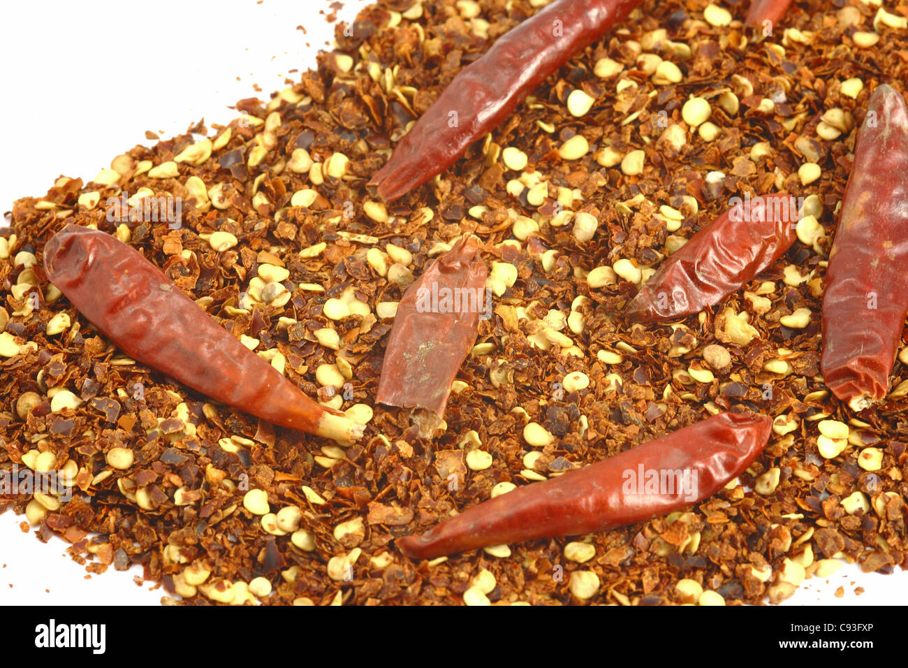 Spice Chili auf dem weißen Hintergrund Stockfoto
