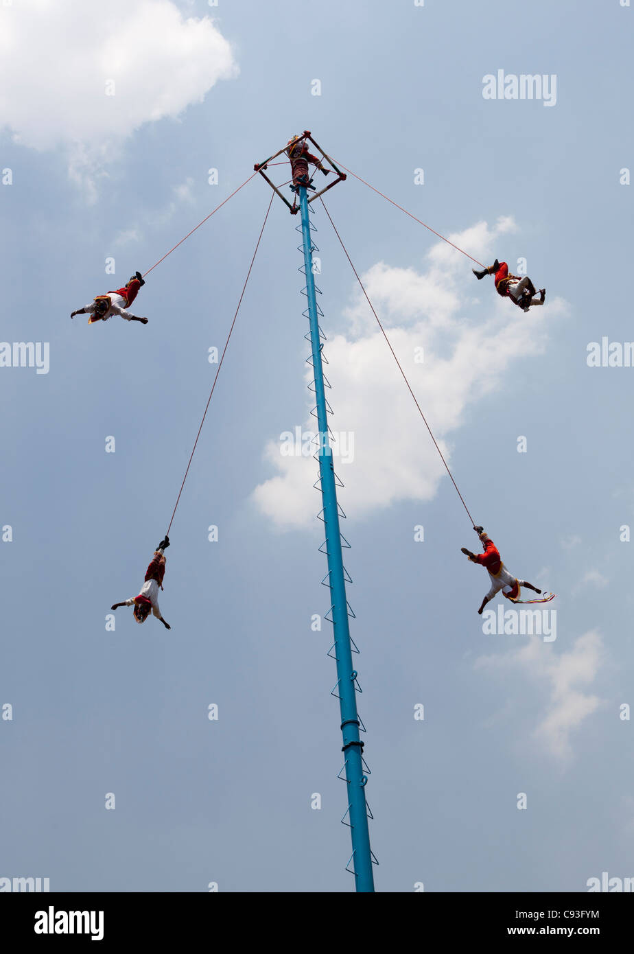 Voladores fliegen im Chapultepec Park-Mexiko-Stadt Stockfoto