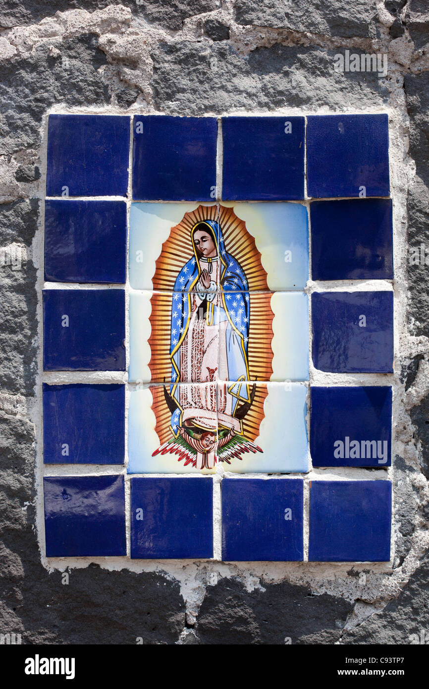 Madonna-Tile-Plaque-Mexiko-Stadt Stockfoto