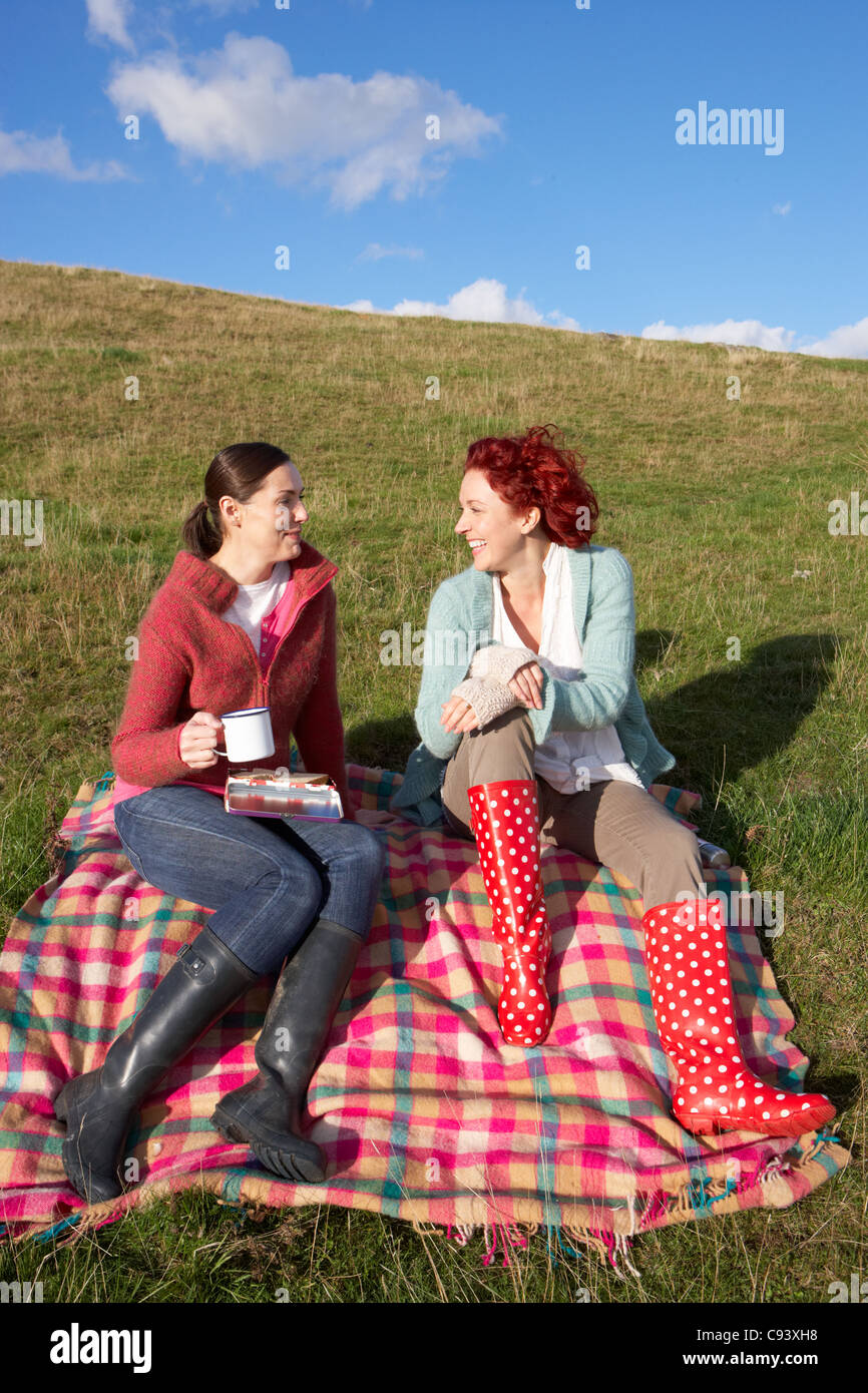 Frauen auf Land Picknick Stockfoto