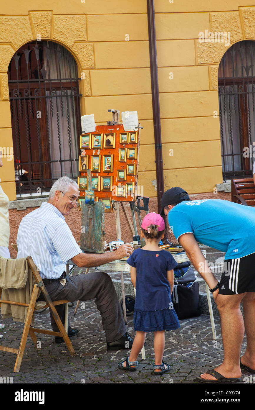 Italien, Venetien, Gardasee, Malcesine, Streetart-Künstler Stockfoto