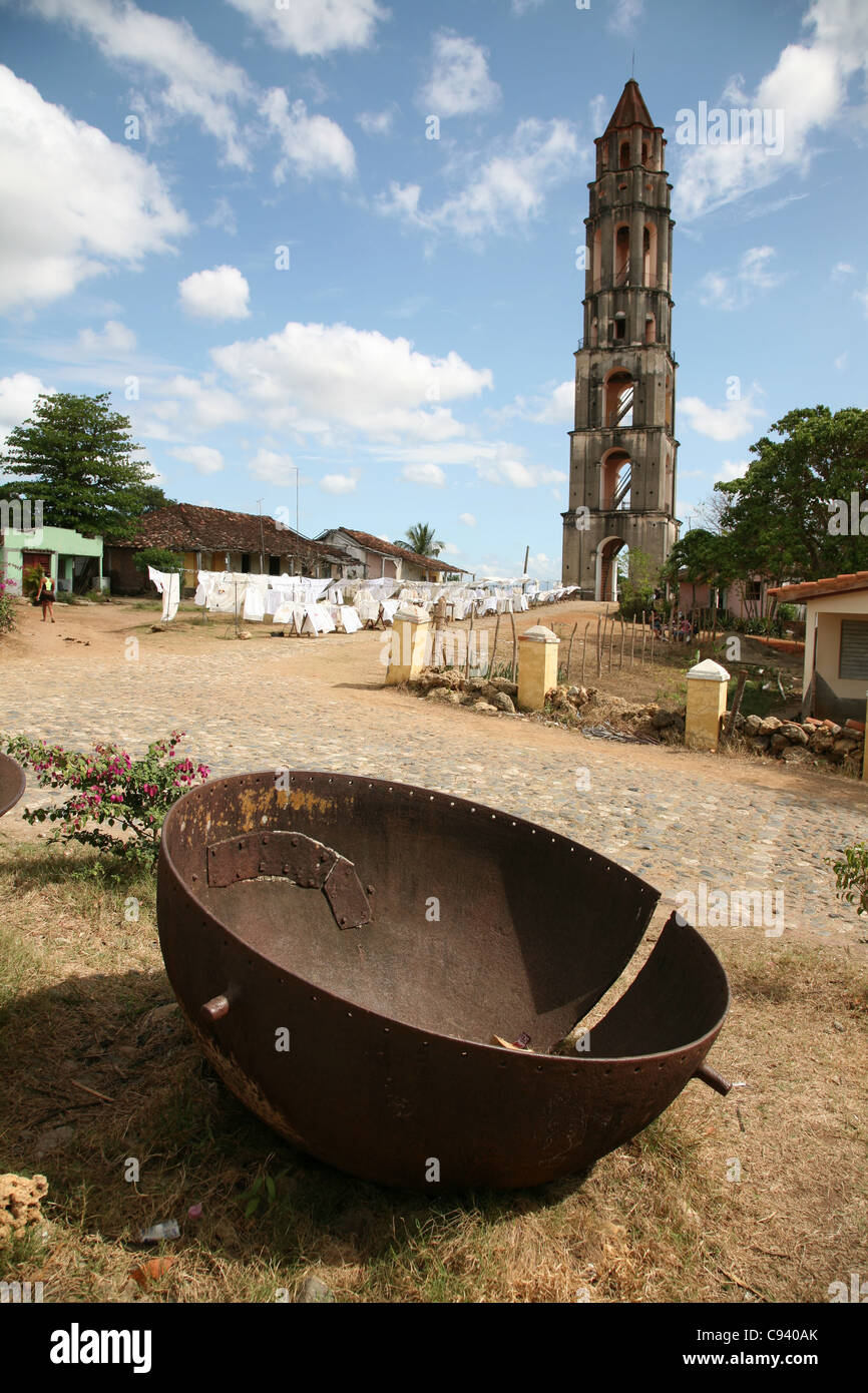 Turm in Manaca Iznaga Anwesen im Tal de Los Ingenios in der Nähe von Trinidad, Kuba zu sehen. Stockfoto