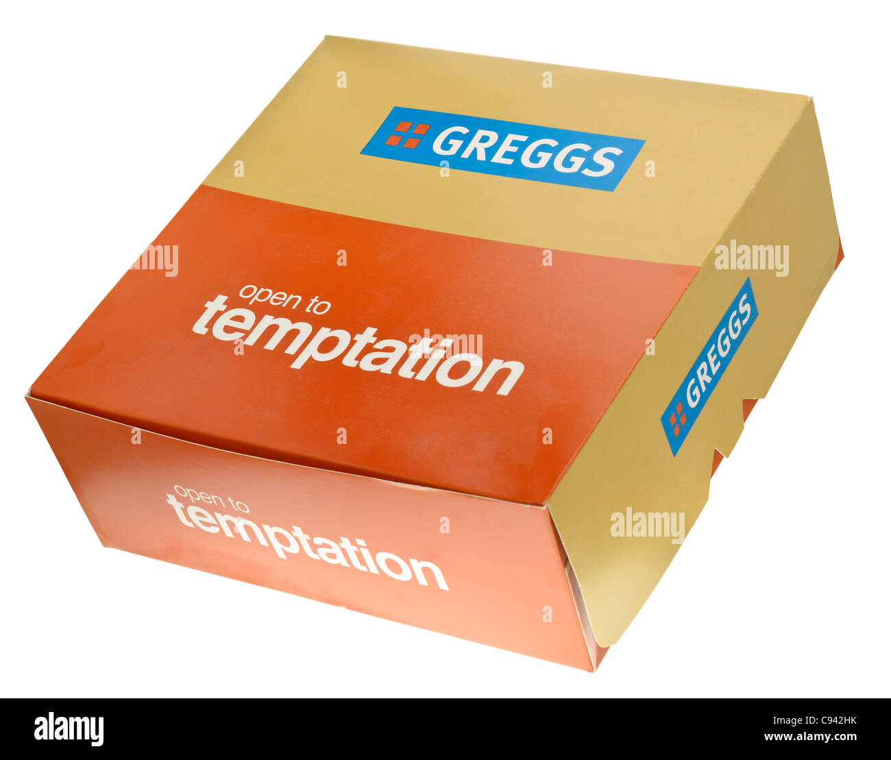 Greggs Box Kuchen Stockfoto