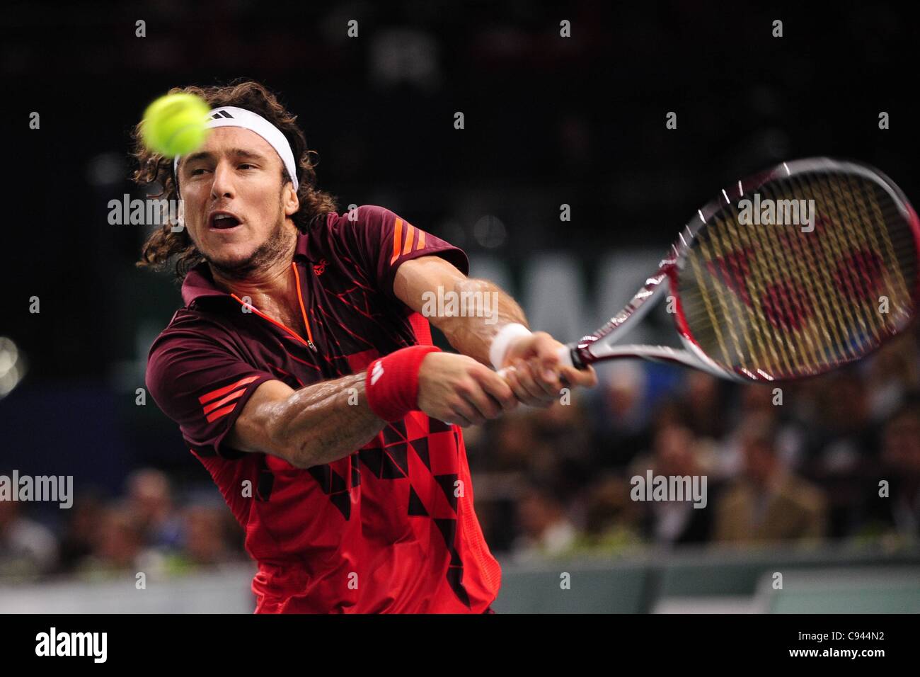 11.11.2011 Paris Frankreich. Juan Monaco ARG Tennis BNP Paribas Masters. Open de Paris Bercy. Stockfoto