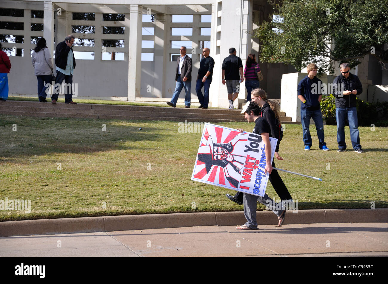 Occupy Wall Street Bewegung Demonstranten in Dallas, Texas, USA Stockfoto