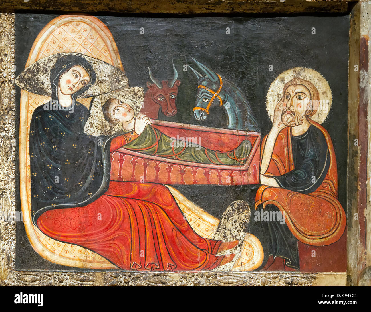 Byzantinischen Stil Altar frontal von der Kirche Santa Maria d'Avia, MNAC (Nationales Kunstmuseum von Katalonien), Barcelona Stockfoto