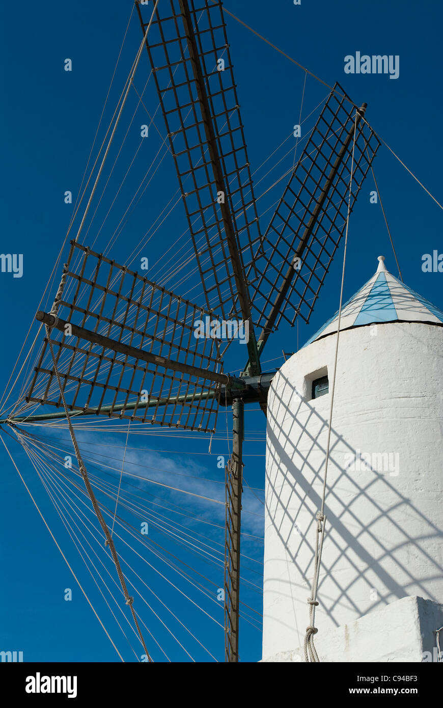 Windmühle Sant Lluis Menorca Balearen Spanien Stockfoto