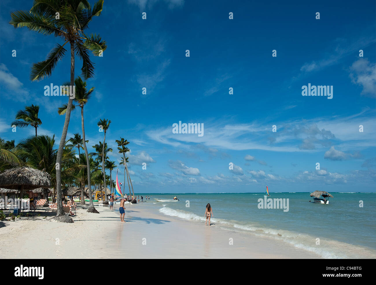 Strand am Hotel Catalonia Royal Bavaro, Punta Cana, Dominikanische Republik Stockfoto