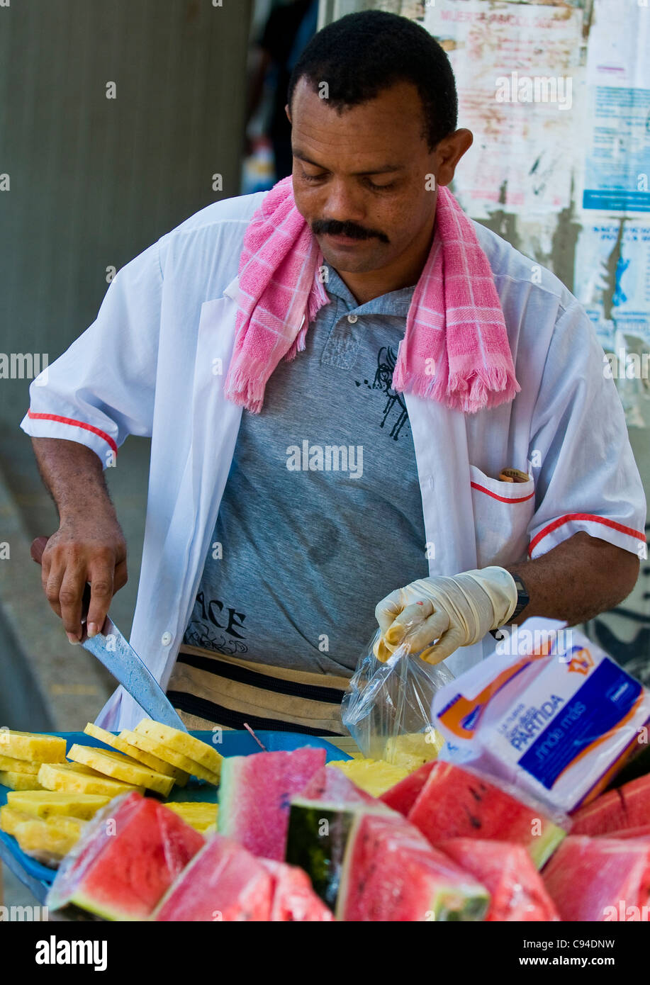 Nicht identifizierte Obst-Verkäufer in der Straße von Cartagena Stockfoto
