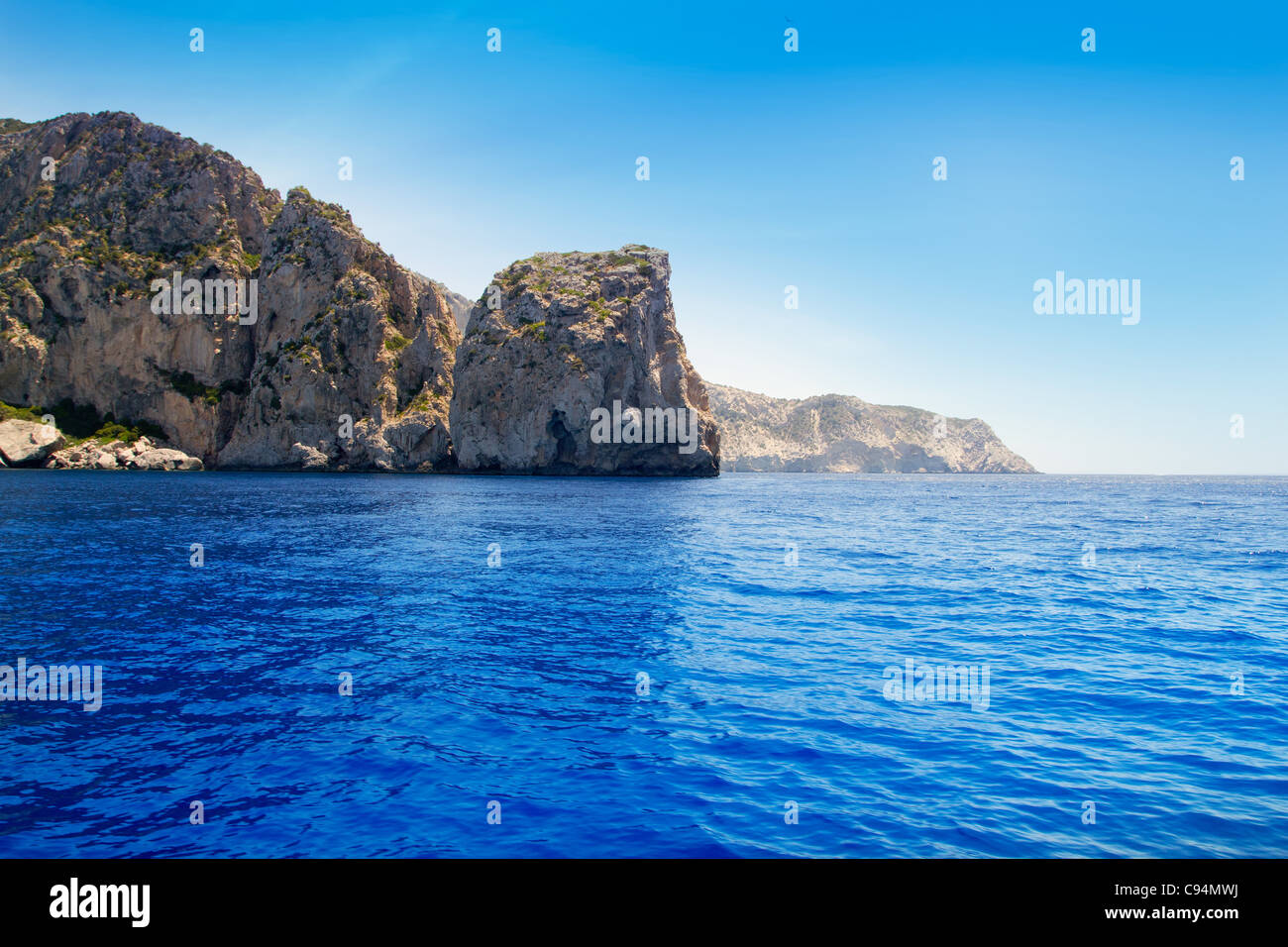 Ibiza Cap de Jueus in der Nähe von Es Vedra in balearischen Mittelmeer Stockfoto