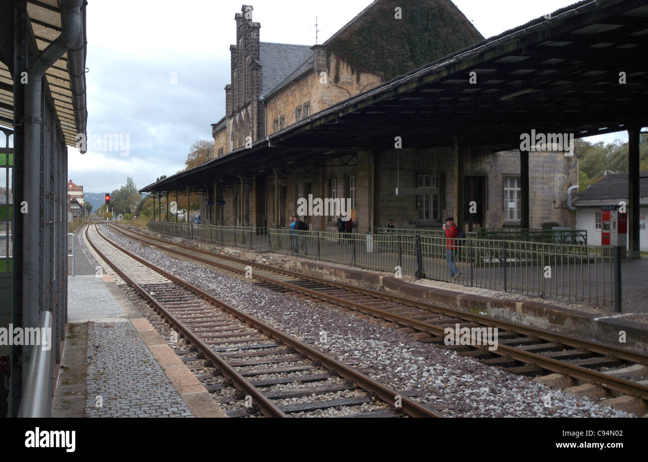 Quedlinburg-Hauptleitung Bahnhof war in der ehemaligen DDR bis zur Wiedervereinigung. Quedlinburg ist Weltkulturerbe Stockfoto