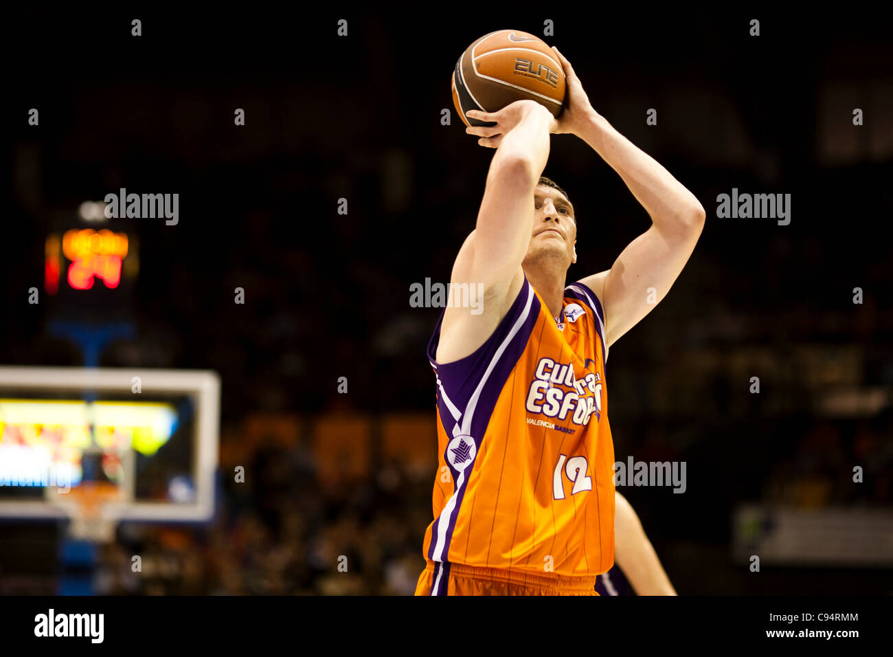 Reguläre Saison Basketball-match zwischen Valencia Basket Club und dem FC Barcelona, 7. Reise der Liga Endesa entspricht Stockfoto