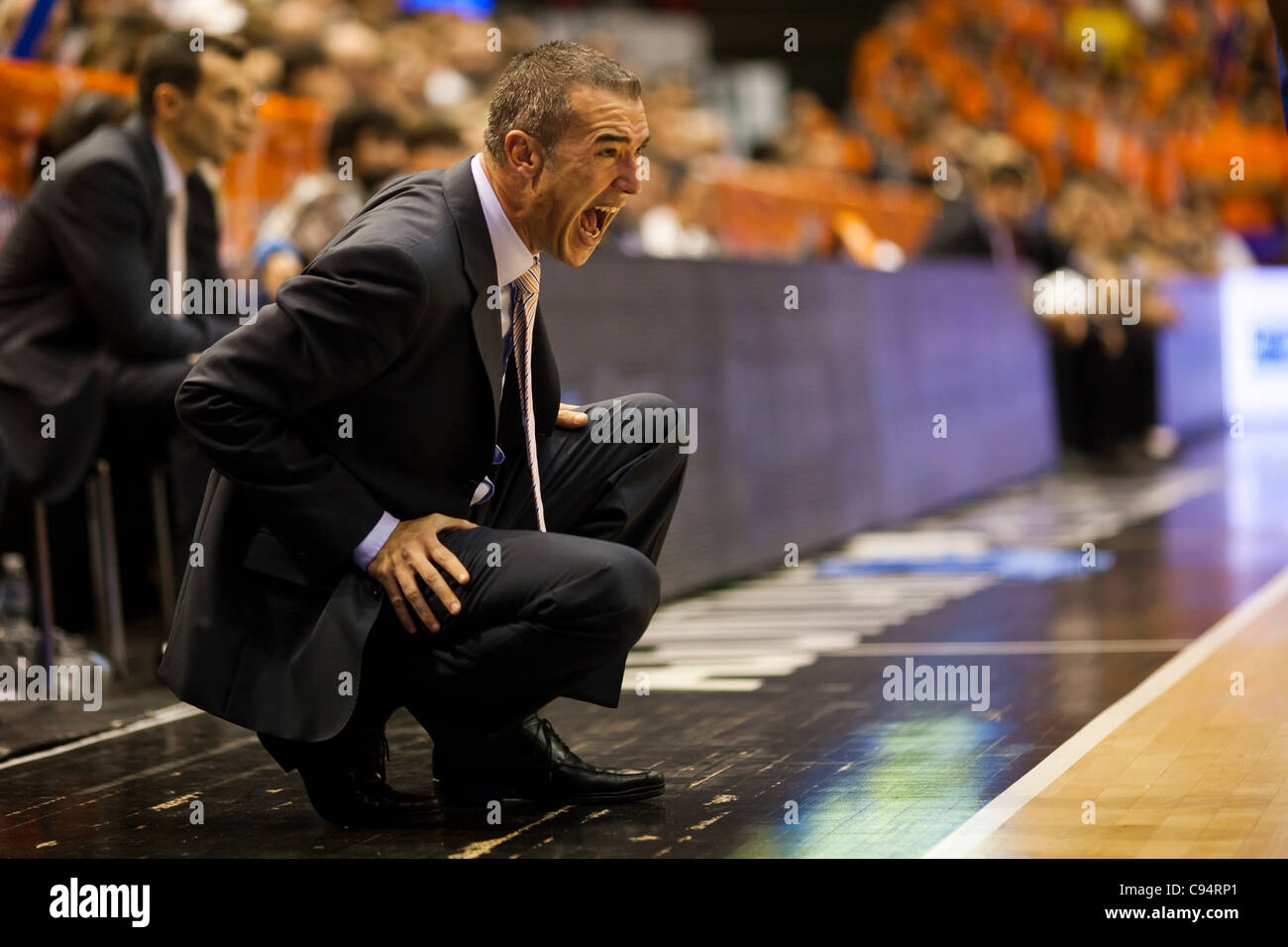 Reguläre Saison Basketball-match zwischen Valencia Basket Club und dem FC Barcelona, 7. Reise der Liga Endesa entspricht Stockfoto