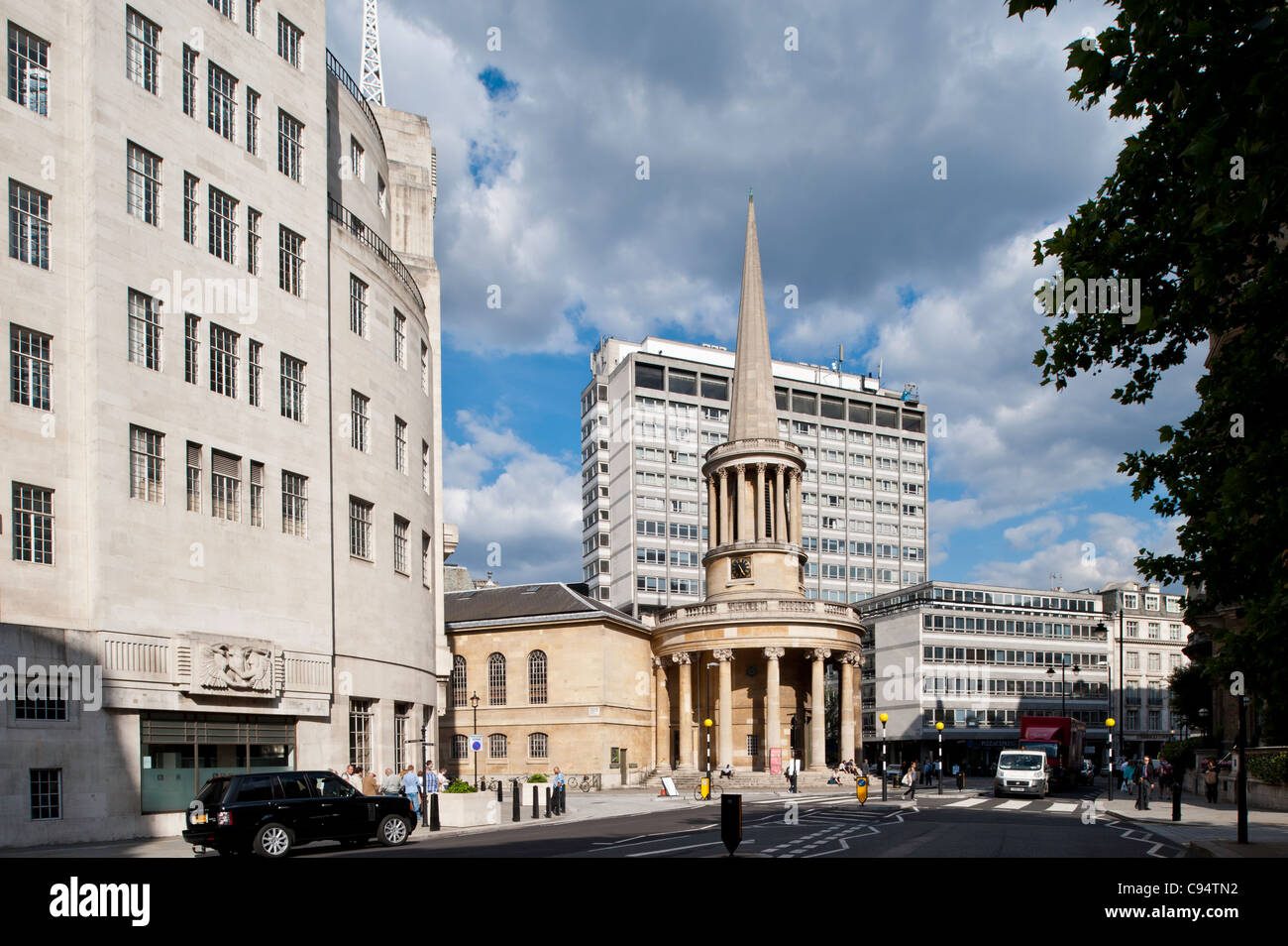 BBC Gebäude auf Langham Place, London, Großbritannien Stockfoto