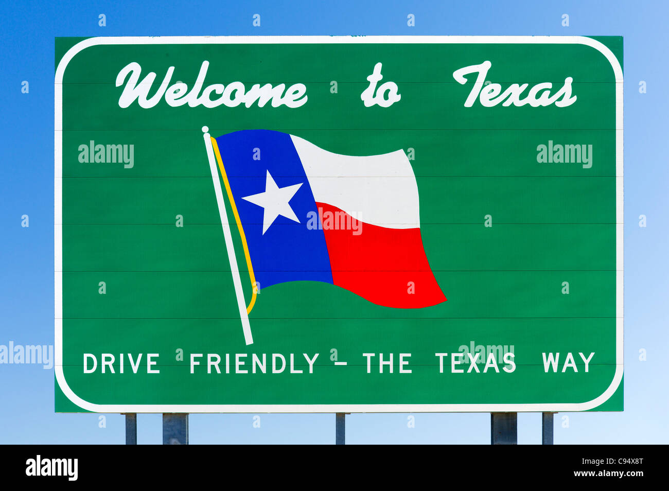 Willkommen bei Texas Zeichen auf die USA / mexikanischen Grenze, Texas, USA Stockfoto