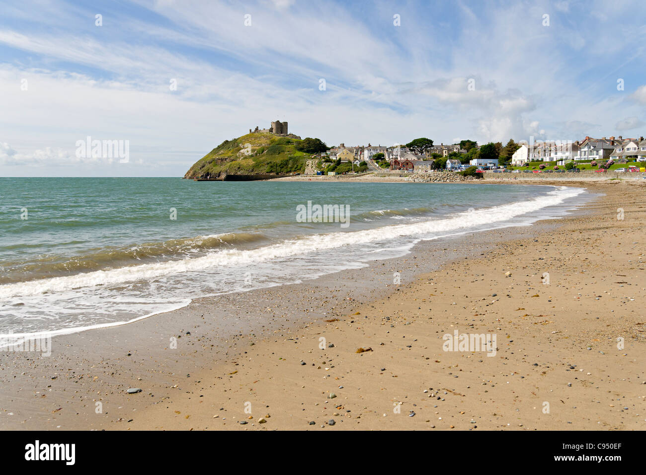 Criccieth Strand in Nord-Wales Stockfoto