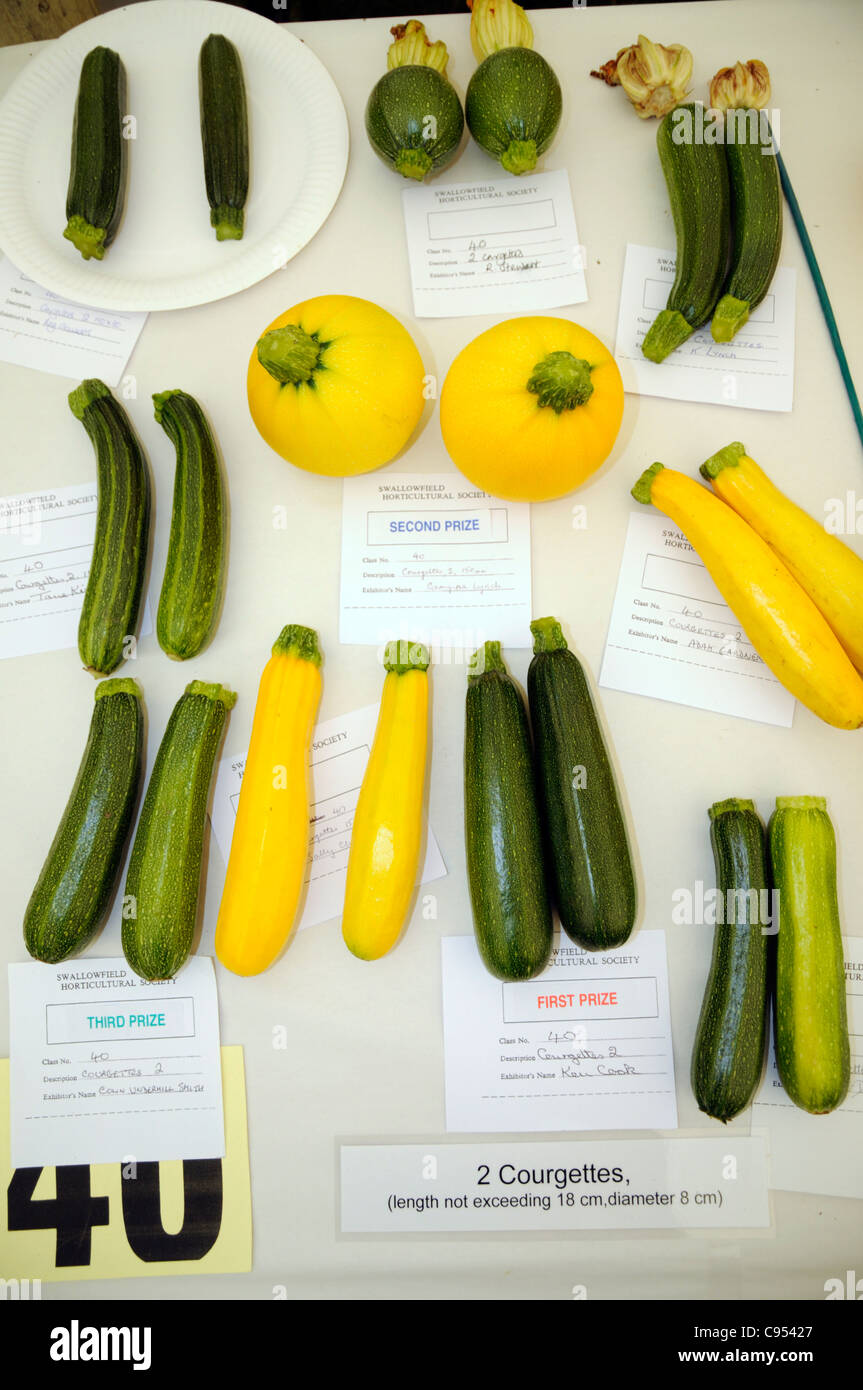 Gemüse auf dem Display für Wettbewerb im Land zeigen, UK. Stockfoto