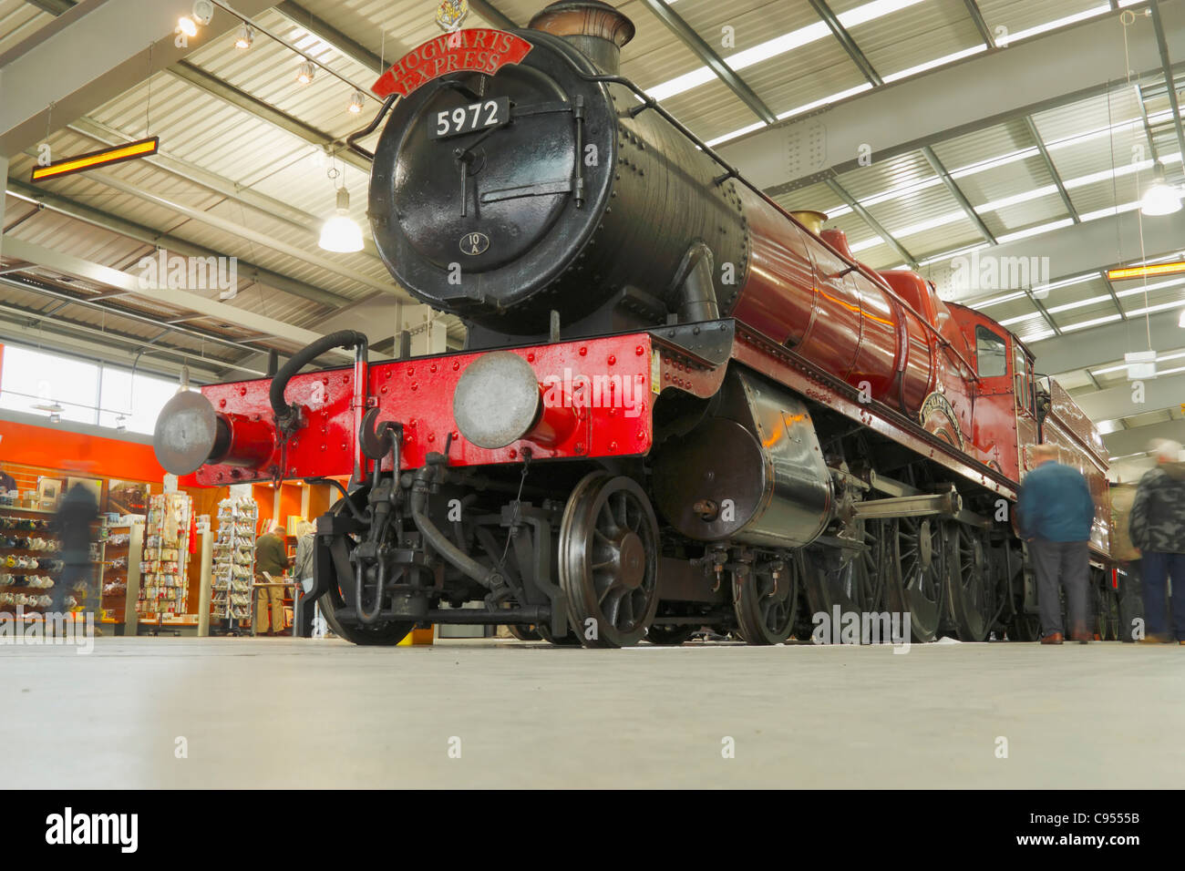 Hogwarts Express Zug in die National Railway Museum in Shildon, County Durham, England, Großbritannien Stockfoto