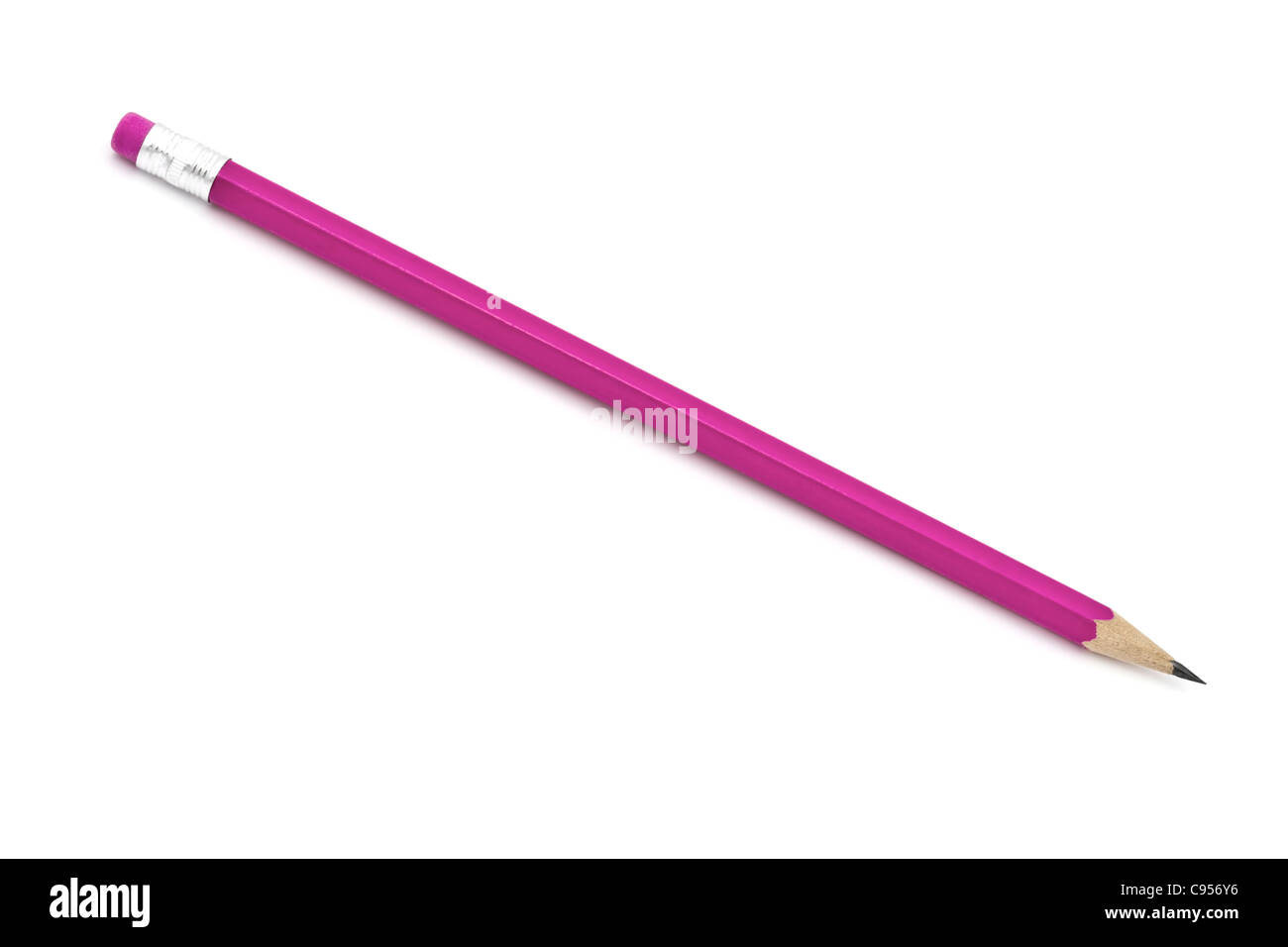 Rosa Bleistift isoliert auf weißem Hintergrund Stockfoto