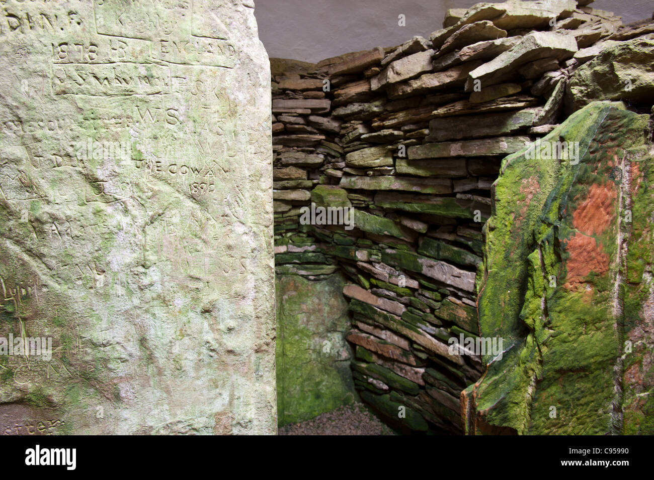 Unstan gekammert Cairn ist ein Steinzeit-Grabhügel in der Nähe von Stenness auf Orkney Festland. Stockfoto