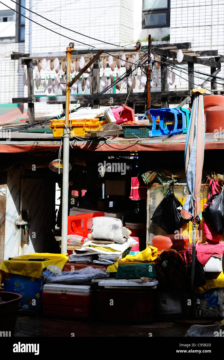 Jagalchi Fischmarkt, Busan, Südkorea. Stockfoto