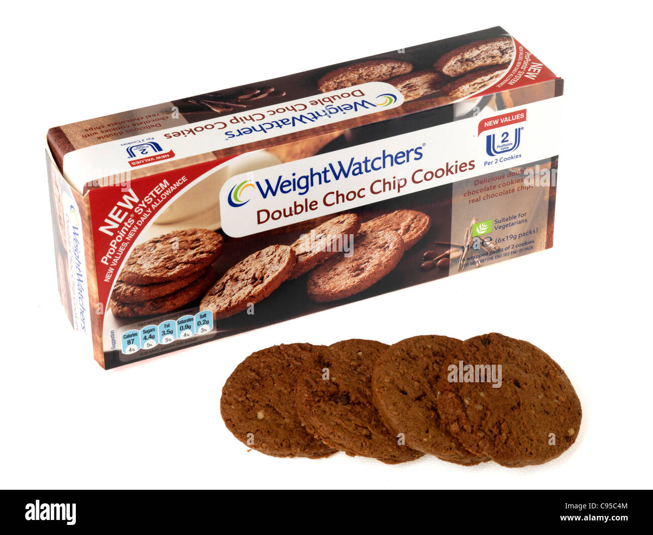 WeightWatchers Double Choc Chip Cookies Stockfoto