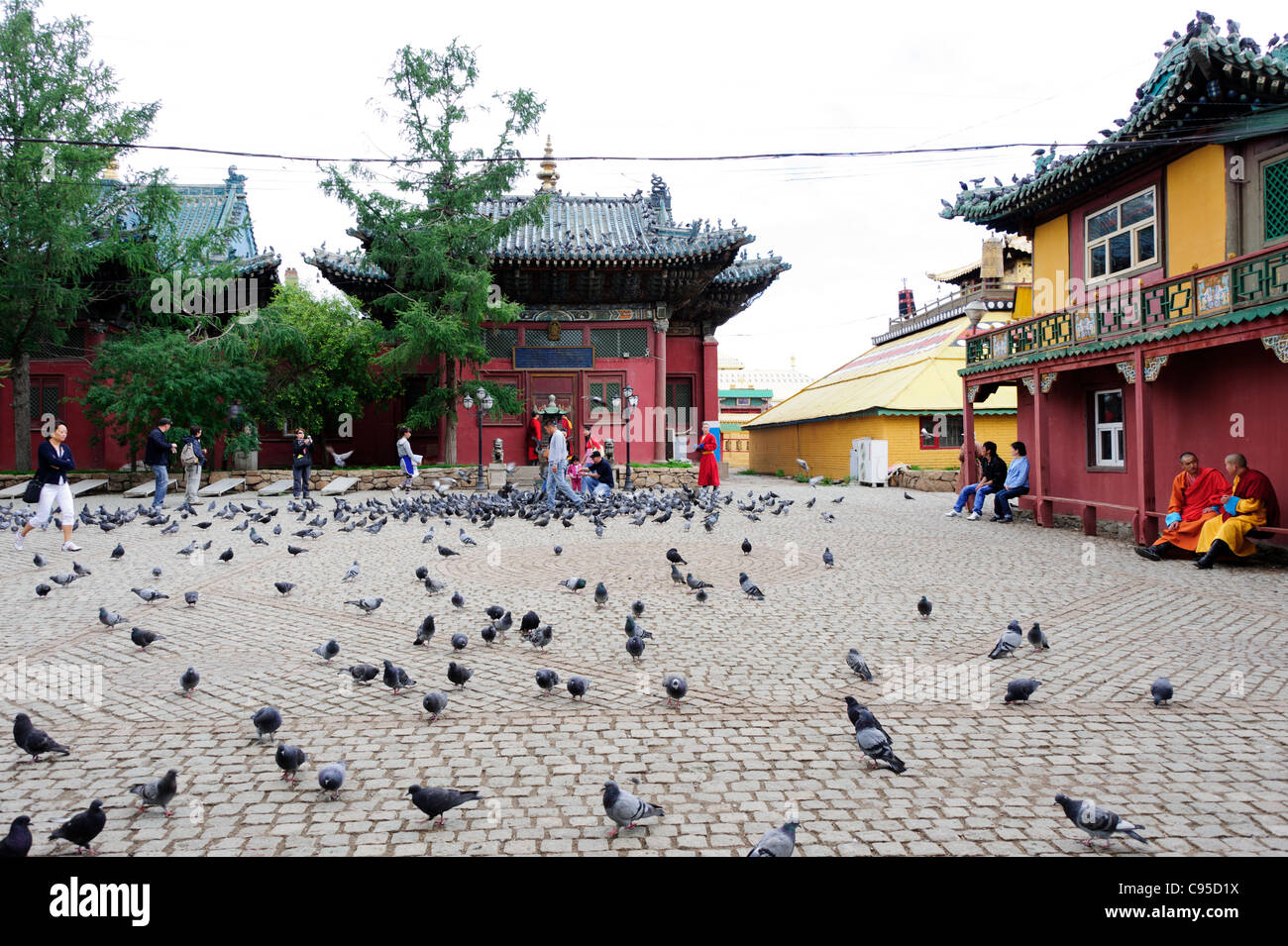 Das Gandantegchinlen (Gandan Chiid)-Kloster in Ulan Bator (Ulaanbaatar), Mongolei. Stockfoto