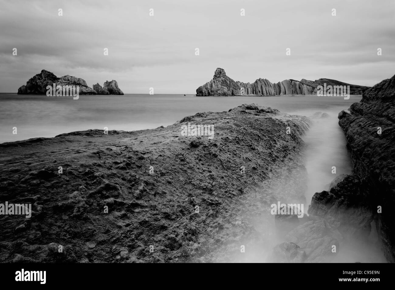 Golf von Biskaya Landschaft (Kantabrien, Spanien) Stockfoto