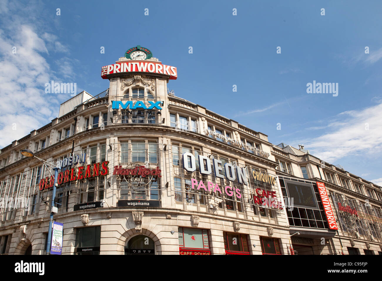 Die Printworks Gebäude in Manchester. Ein Entertainment-Center mit Kino, Hardrock Café, Casino, Bars und restaurants Stockfoto