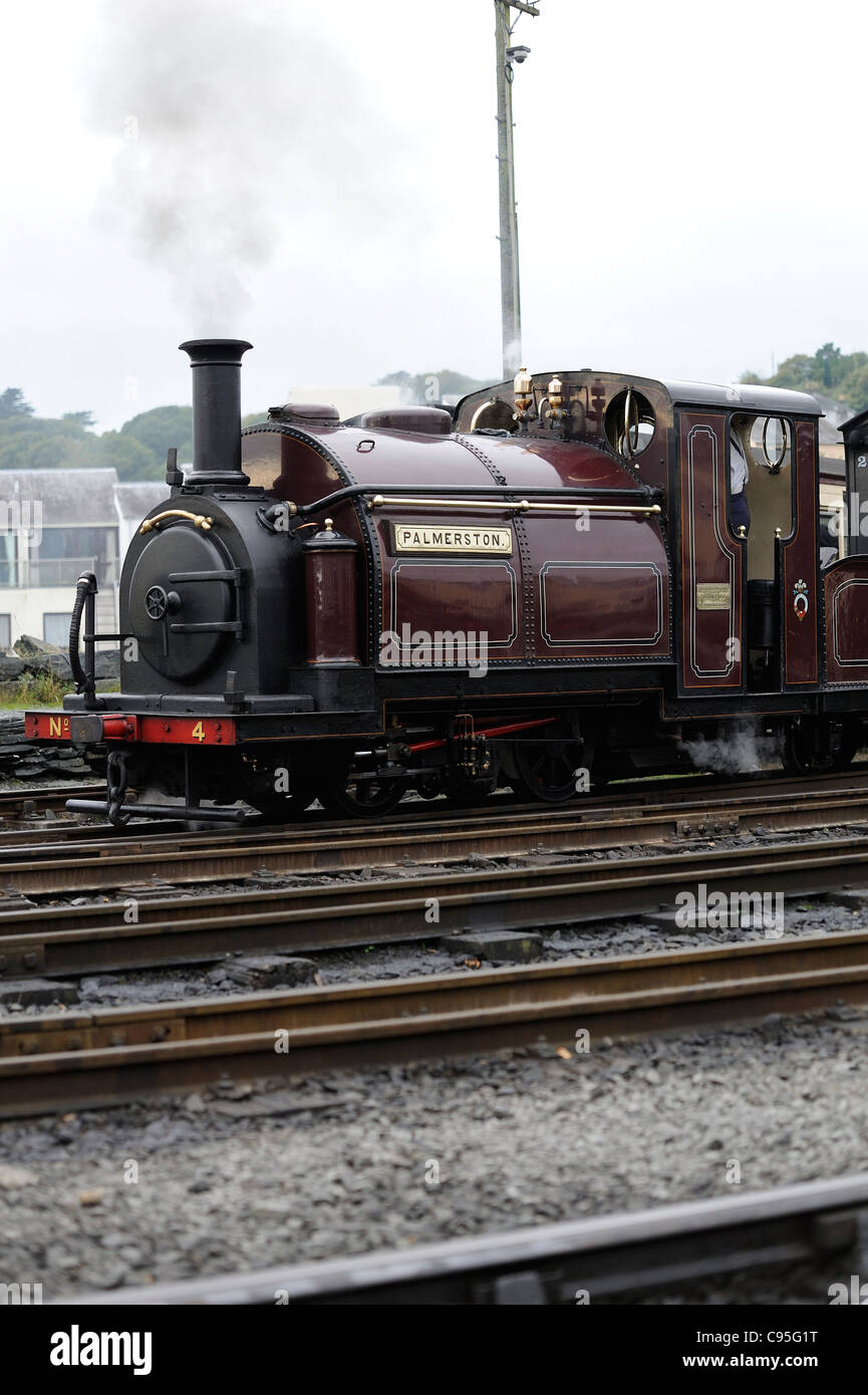 Palmerston, die Nr. 4 Lok bei Porthmadog Bahnhof Gwynedd Nord Dampf wales uk Stockfoto