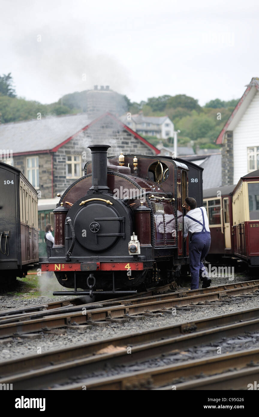 Palmerston, die Nr. 4 Lok bei Porthmadog Bahnhof Gwynedd Nord Dampf wales uk Stockfoto