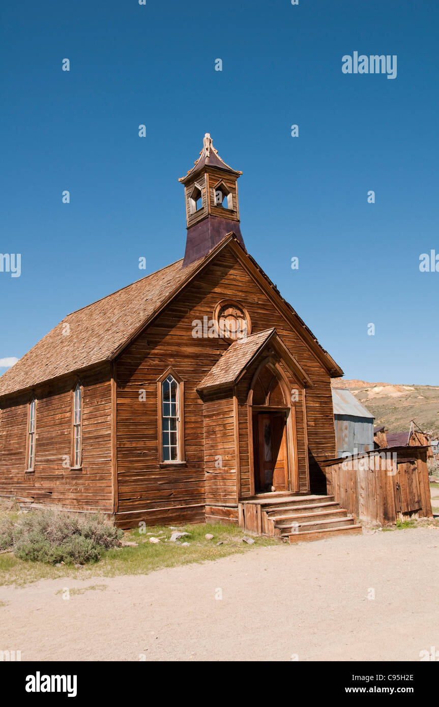 Kirche-Goldbergbau Geisterstadt Bodie, östliche Sierra, Kalifornien, USA. Foto Copyright Lee Foster. Foto # california121049 Stockfoto