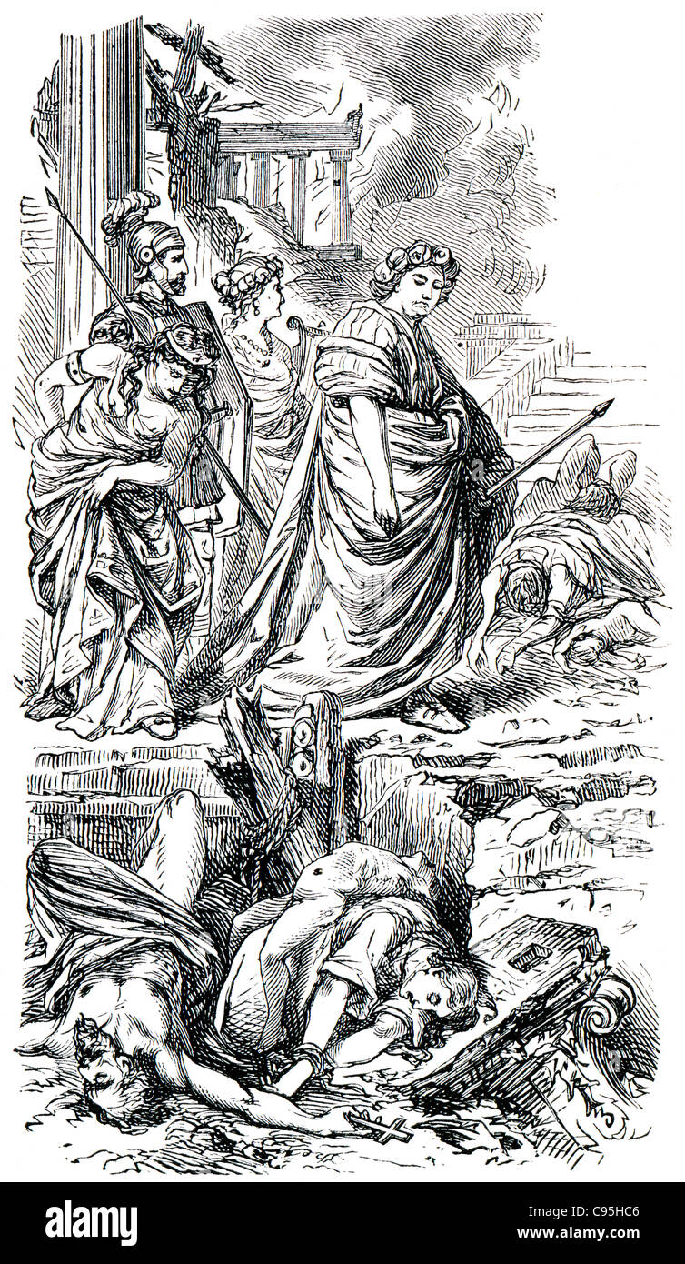 Alte Stiche. Zeigt den Kaiser Nero. Das Buch "History of the Church", 1880 Stockfoto