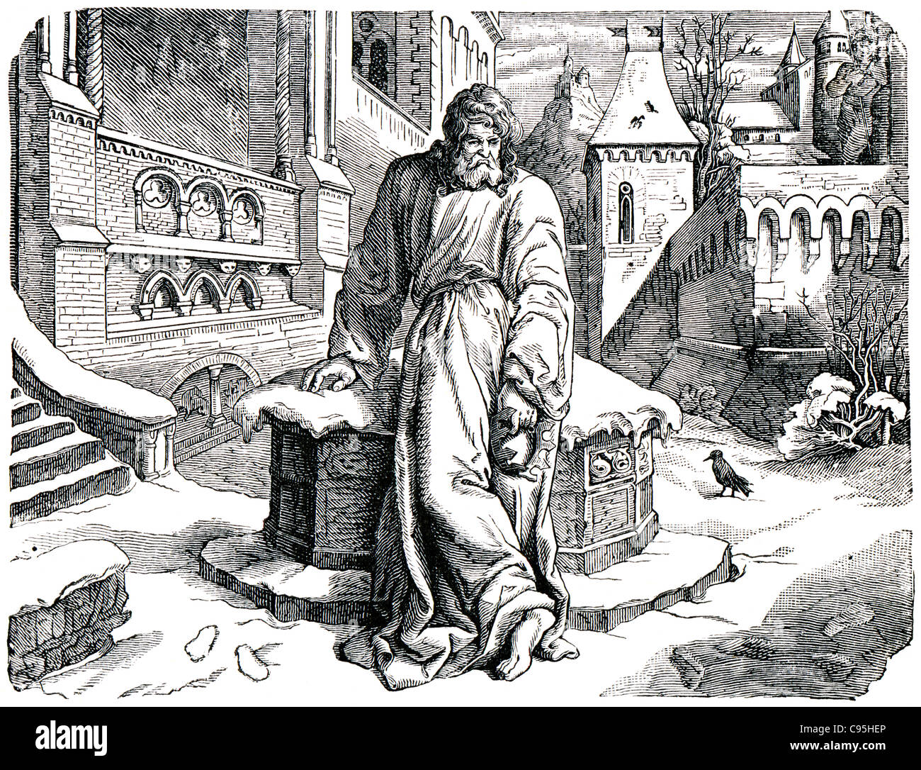 Alte Stiche. Henry IV, Heiliger römischer Kaiser zeigt. Das Buch "History of the Church", 1880 Stockfoto