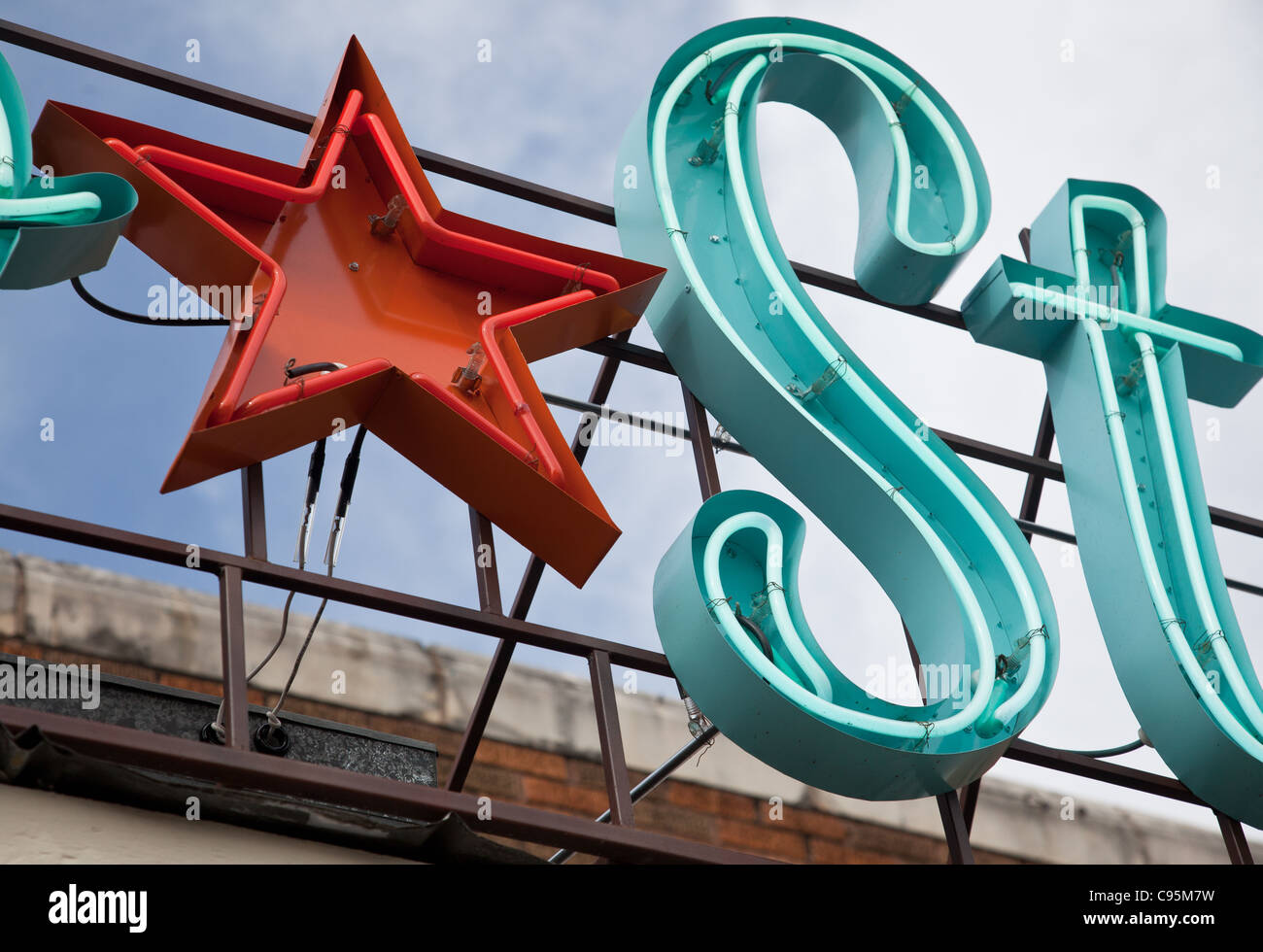 Neon Sternzeichen in Austin, Texas Stockfoto