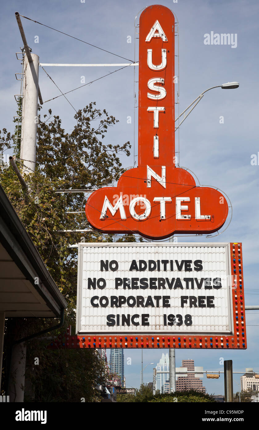 Austin-Motel-Schild auf der South Congress Avenue in Austin, Texas Stockfoto