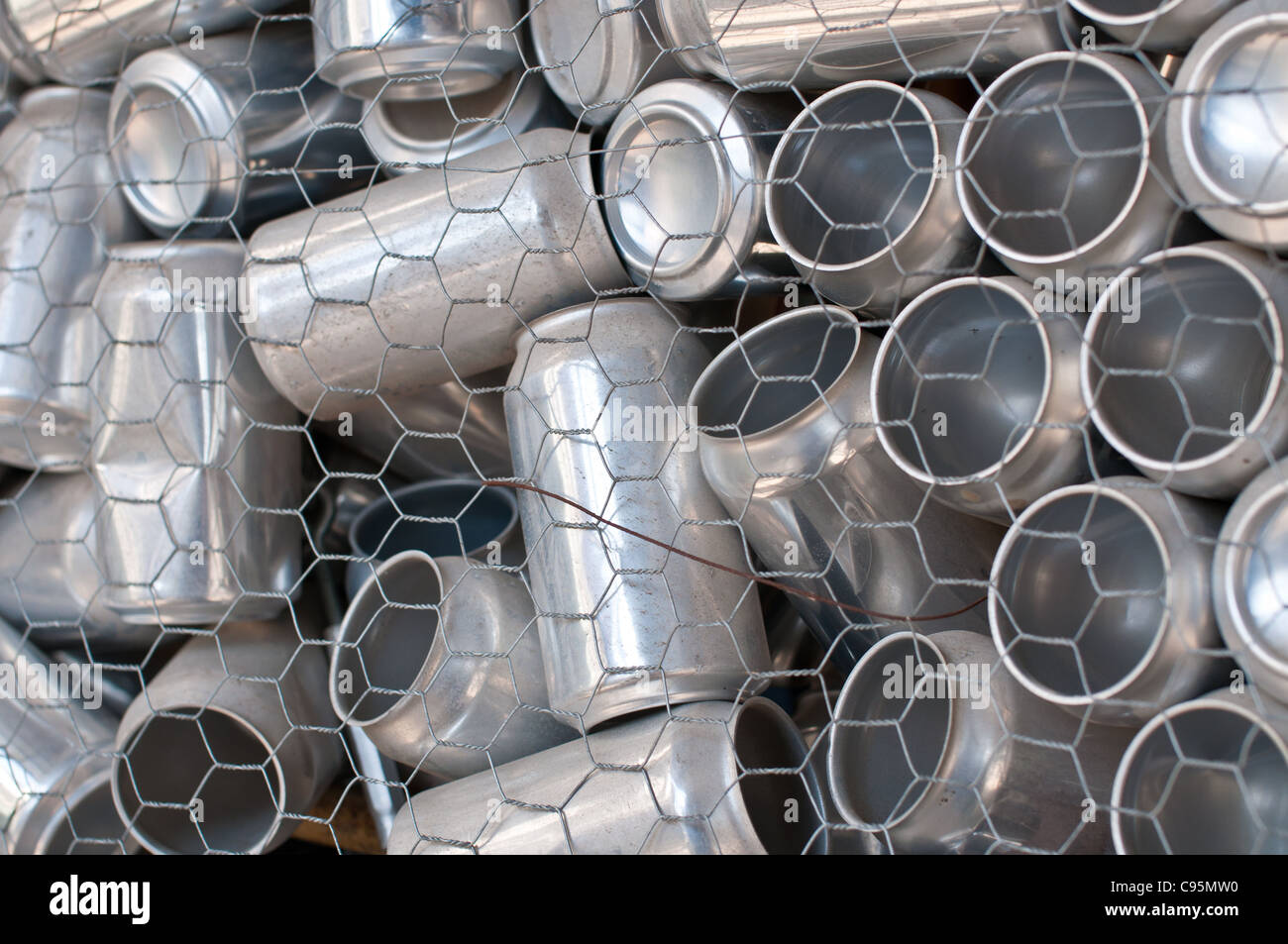 Ein Container für Aluminium-Getränkedosen gesammelt für das recycling Stockfoto