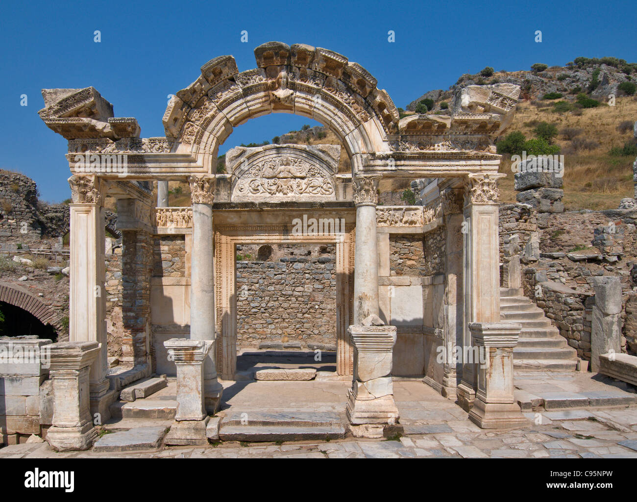 Ruinen, Tempel des Hadrian, Ephesus, Selcuk, Izmir, Türkei Stockfoto