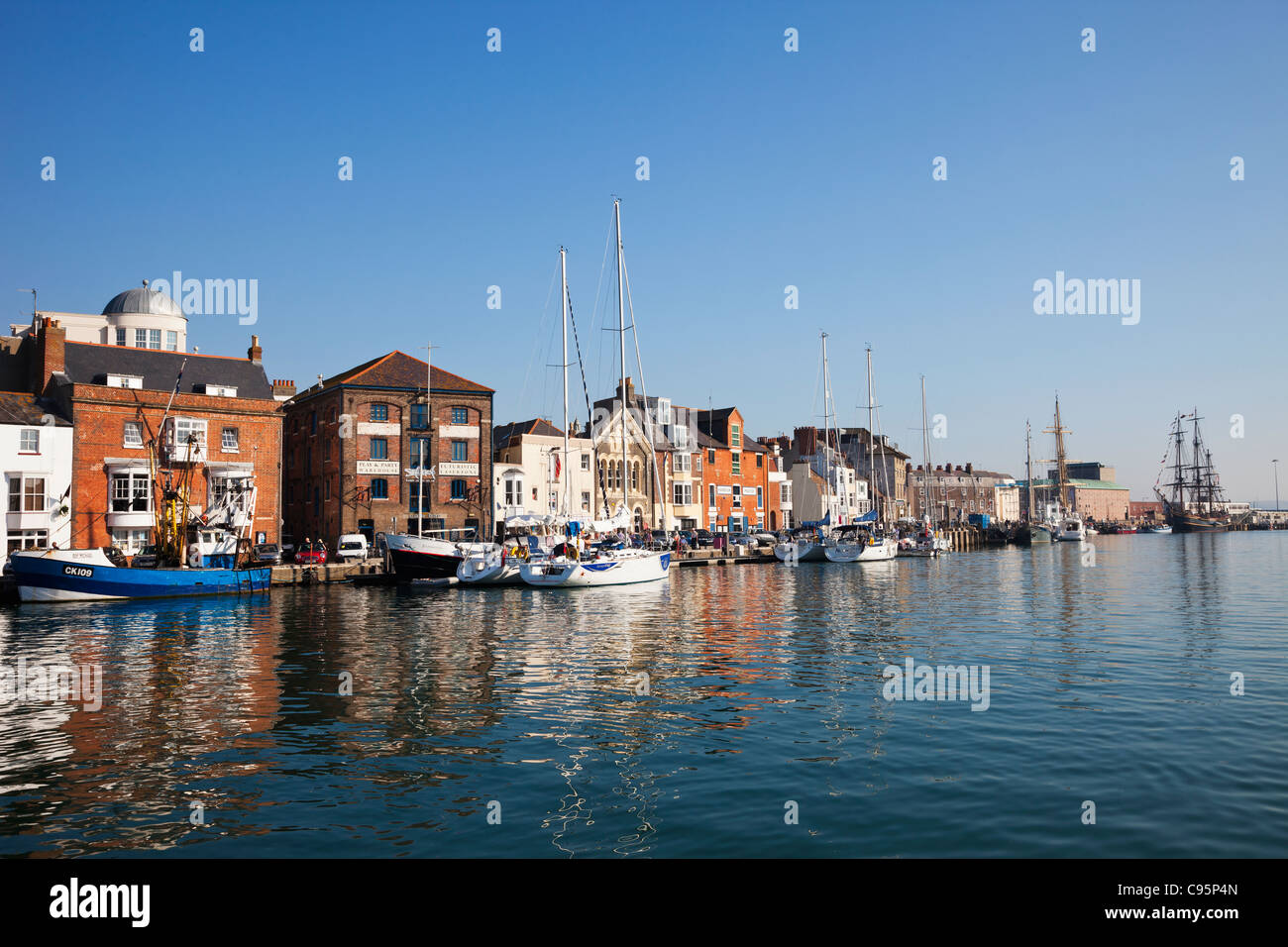 England, Dorset, Weymouth, Waterfront Skyline Stockfoto