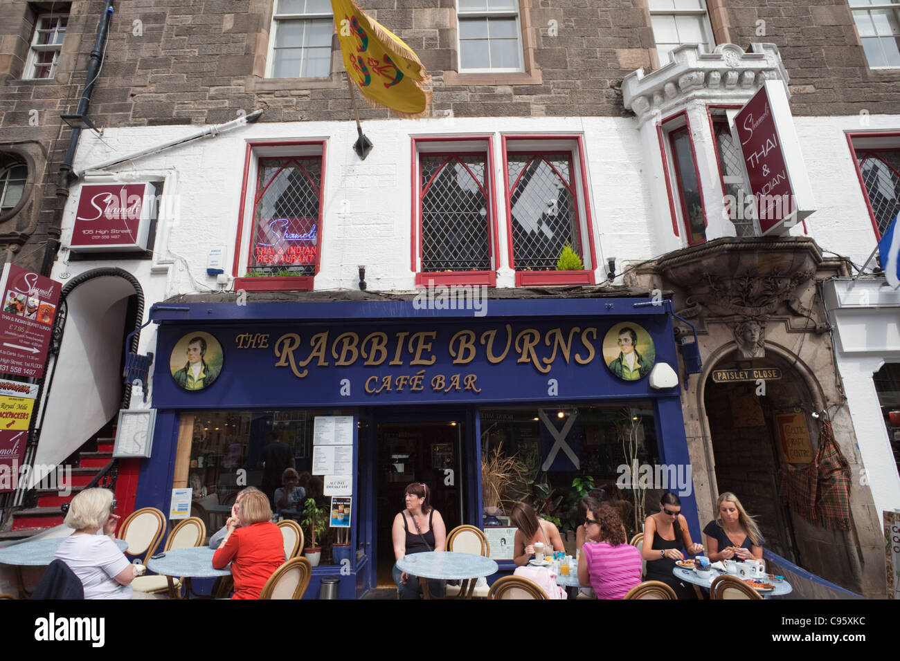 Schottland, Edinburgh, Cafe auf der Royal Mile Stockfoto