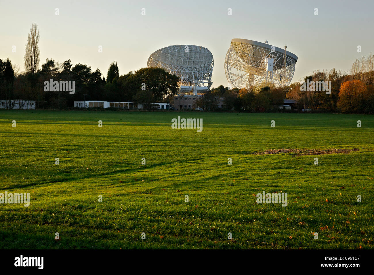 Jodrell Bank Radioteleskope an Goostrey. Stockfoto