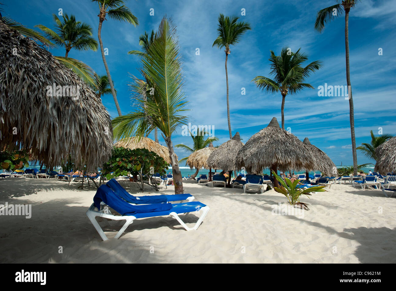 Bavaro Beach im Amber Hotel Gran Bahia Principe Punta Cana, Dominikanische Republik Stockfoto