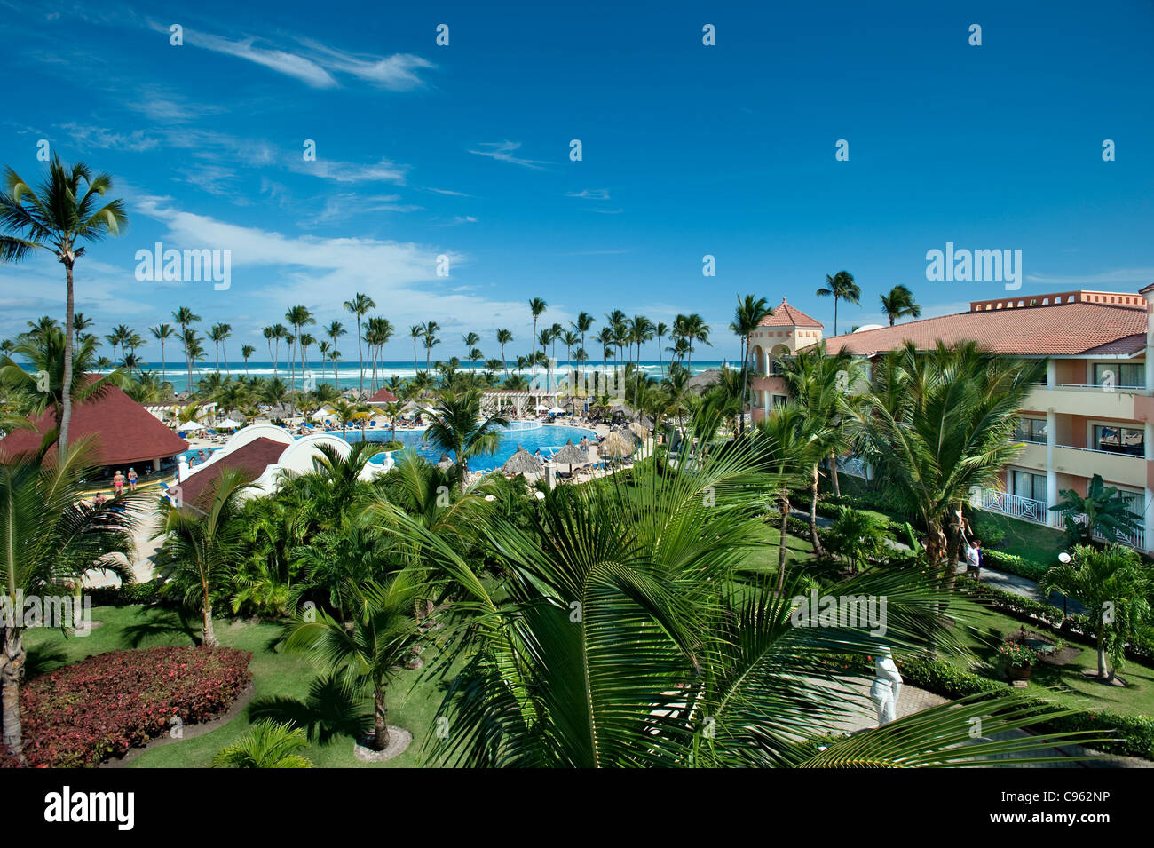 Überblick über Amber Hotel Gran Bahia Principe Punta Cana, Dominikanische Republik Stockfoto