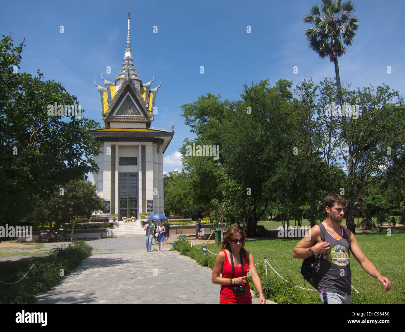 Choeung Ek Memorial und die Killing Fields. Ein Ort, wo Tausende in den siebziger Jahren unter dem Khmer Rouge Regime getötet wurden. Stockfoto