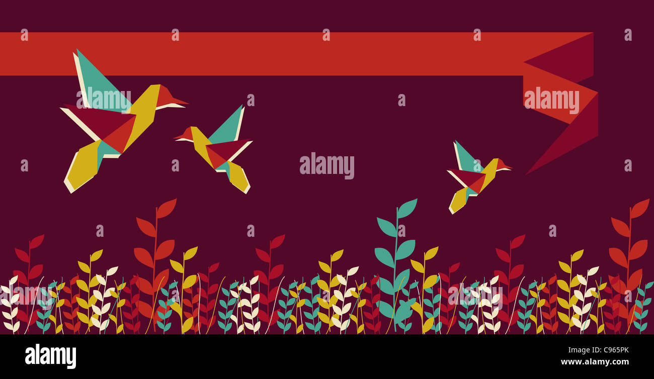 Origami Kolibri Design in leuchtenden Farben. Vektor-Datei zur Verfügung. Stockfoto