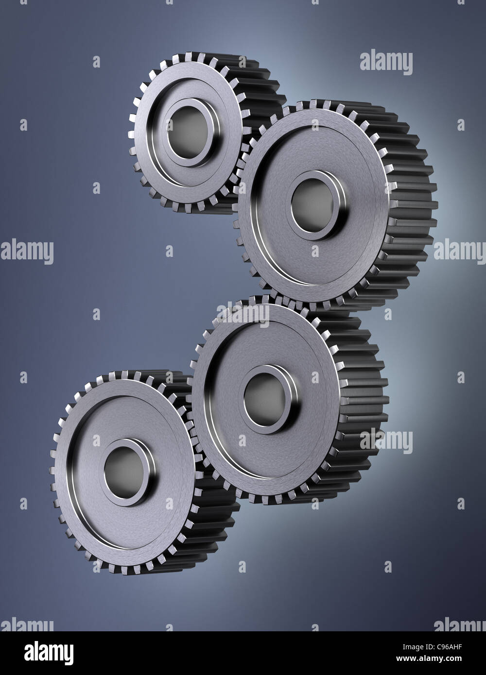 Vier Räder als Symbol für perfektes teamwork Stockfoto