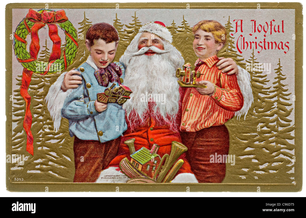 Weihnachts-Postkarte aus den frühen 1900er Jahren Stockfoto