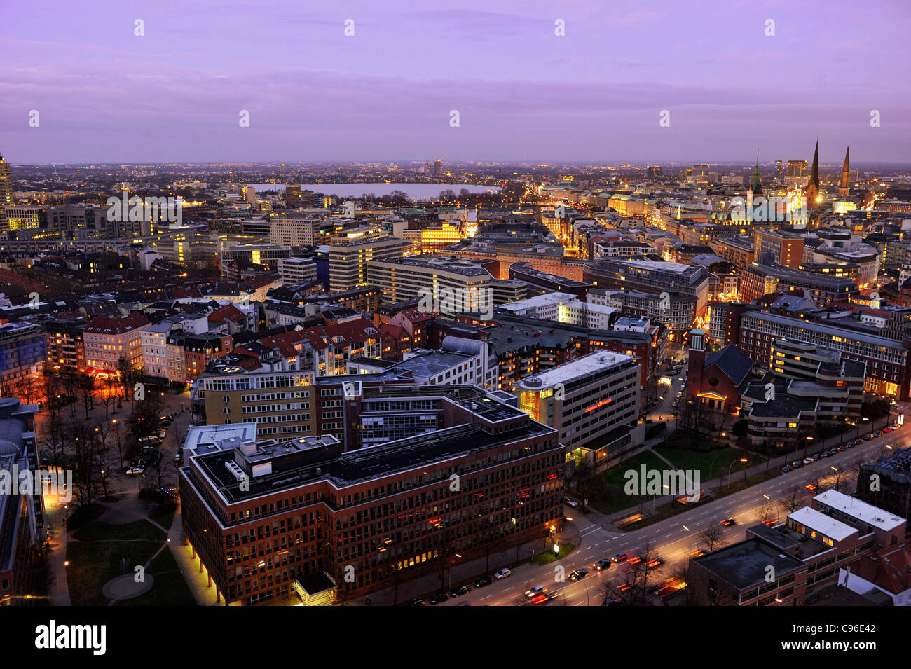Stadtzentrum, Schnee, Stadt, Panorama, Hamburg, Deutschland, Europa Stockfoto