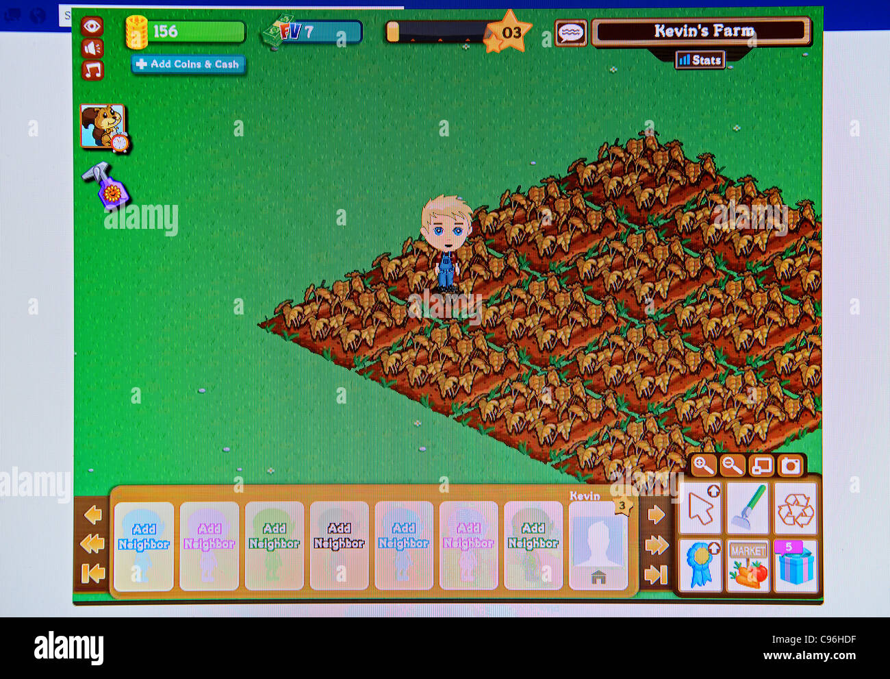 Einen Screenshot der auf Linie Community Computer-Spiel "FarmVille" von Zynga Stockfoto